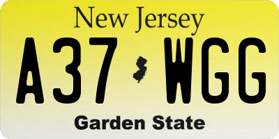 NJ license plate A37WGG