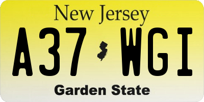 NJ license plate A37WGI