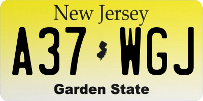 NJ license plate A37WGJ