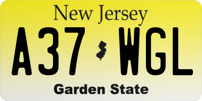 NJ license plate A37WGL