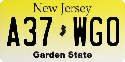 NJ license plate A37WGO