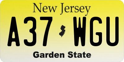 NJ license plate A37WGU