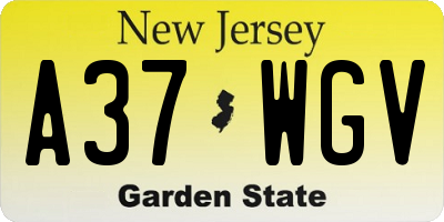 NJ license plate A37WGV