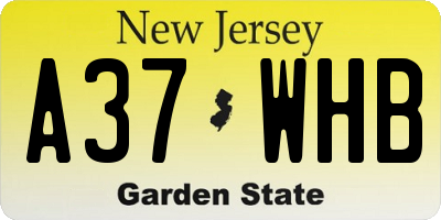 NJ license plate A37WHB