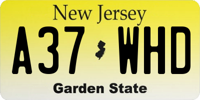 NJ license plate A37WHD