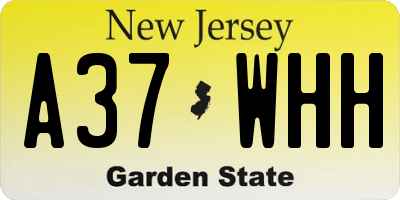 NJ license plate A37WHH