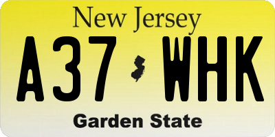 NJ license plate A37WHK