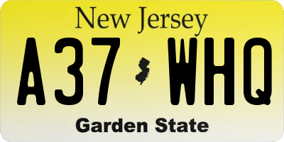 NJ license plate A37WHQ