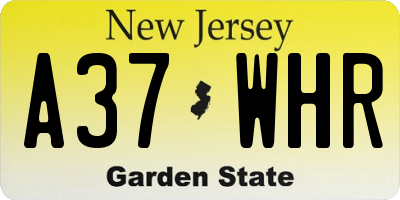 NJ license plate A37WHR