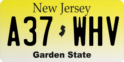 NJ license plate A37WHV