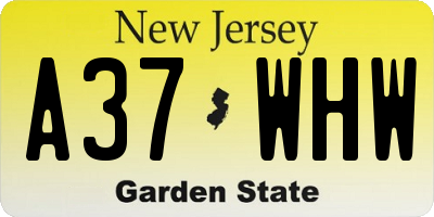 NJ license plate A37WHW