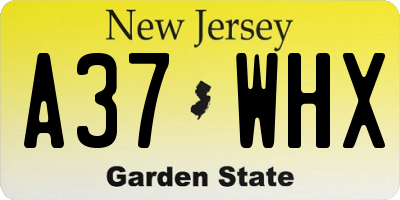 NJ license plate A37WHX