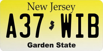 NJ license plate A37WIB