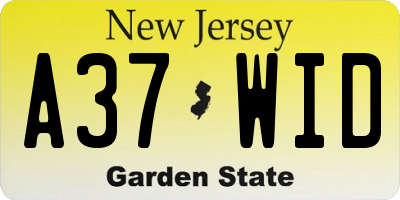 NJ license plate A37WID
