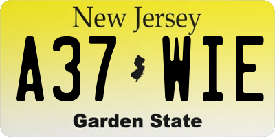 NJ license plate A37WIE