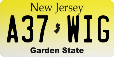 NJ license plate A37WIG