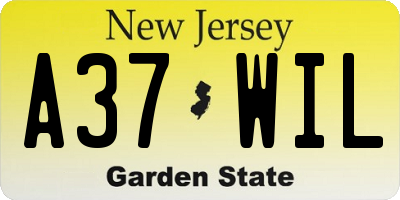 NJ license plate A37WIL