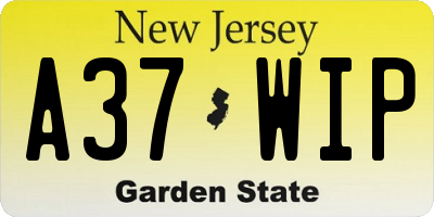 NJ license plate A37WIP