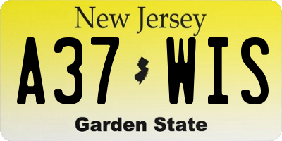 NJ license plate A37WIS