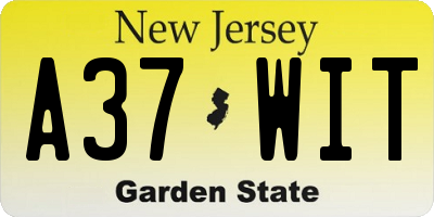 NJ license plate A37WIT