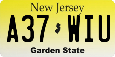NJ license plate A37WIU