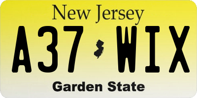 NJ license plate A37WIX