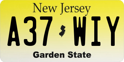 NJ license plate A37WIY