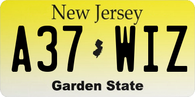 NJ license plate A37WIZ