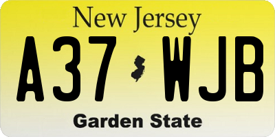 NJ license plate A37WJB