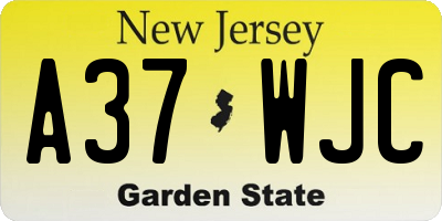 NJ license plate A37WJC