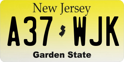 NJ license plate A37WJK