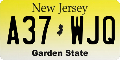 NJ license plate A37WJQ