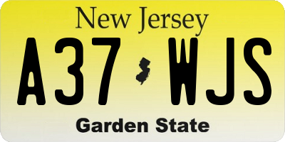 NJ license plate A37WJS