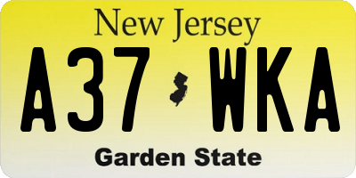 NJ license plate A37WKA