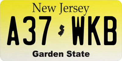 NJ license plate A37WKB