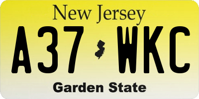 NJ license plate A37WKC
