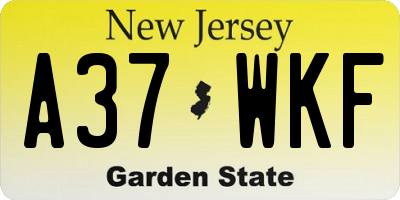 NJ license plate A37WKF