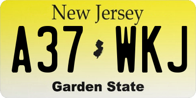 NJ license plate A37WKJ