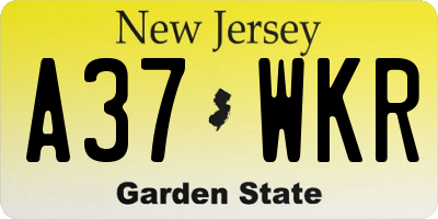 NJ license plate A37WKR