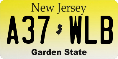 NJ license plate A37WLB