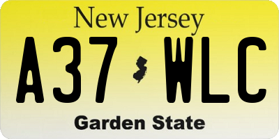 NJ license plate A37WLC