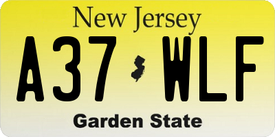 NJ license plate A37WLF
