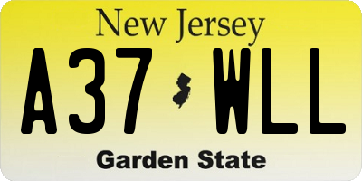 NJ license plate A37WLL