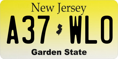 NJ license plate A37WLO