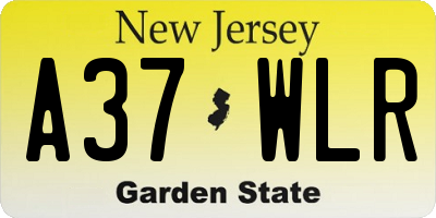 NJ license plate A37WLR