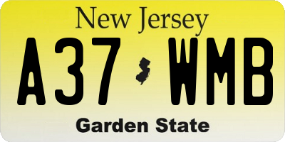 NJ license plate A37WMB