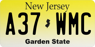 NJ license plate A37WMC