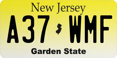 NJ license plate A37WMF