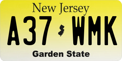 NJ license plate A37WMK