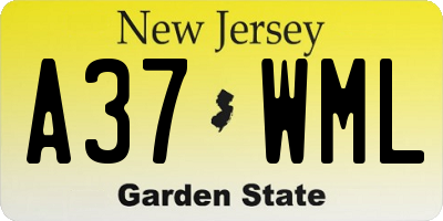 NJ license plate A37WML